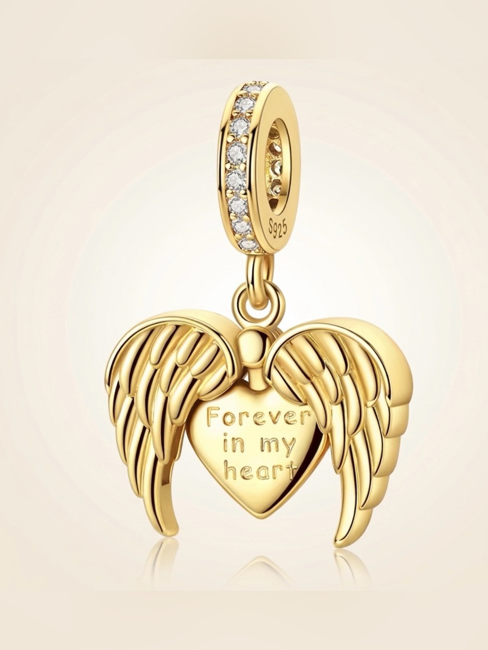 925 Silver Angel Wings Heart Charm Pandora Fit Moving Anniversary Gift CHARACTER